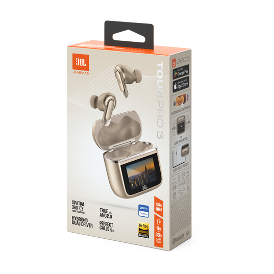 JBL Tour Pro 3 - Latte - True Wireless Noise Cancelling earbuds with Smart Charging Case&trade; - Detailshot 15